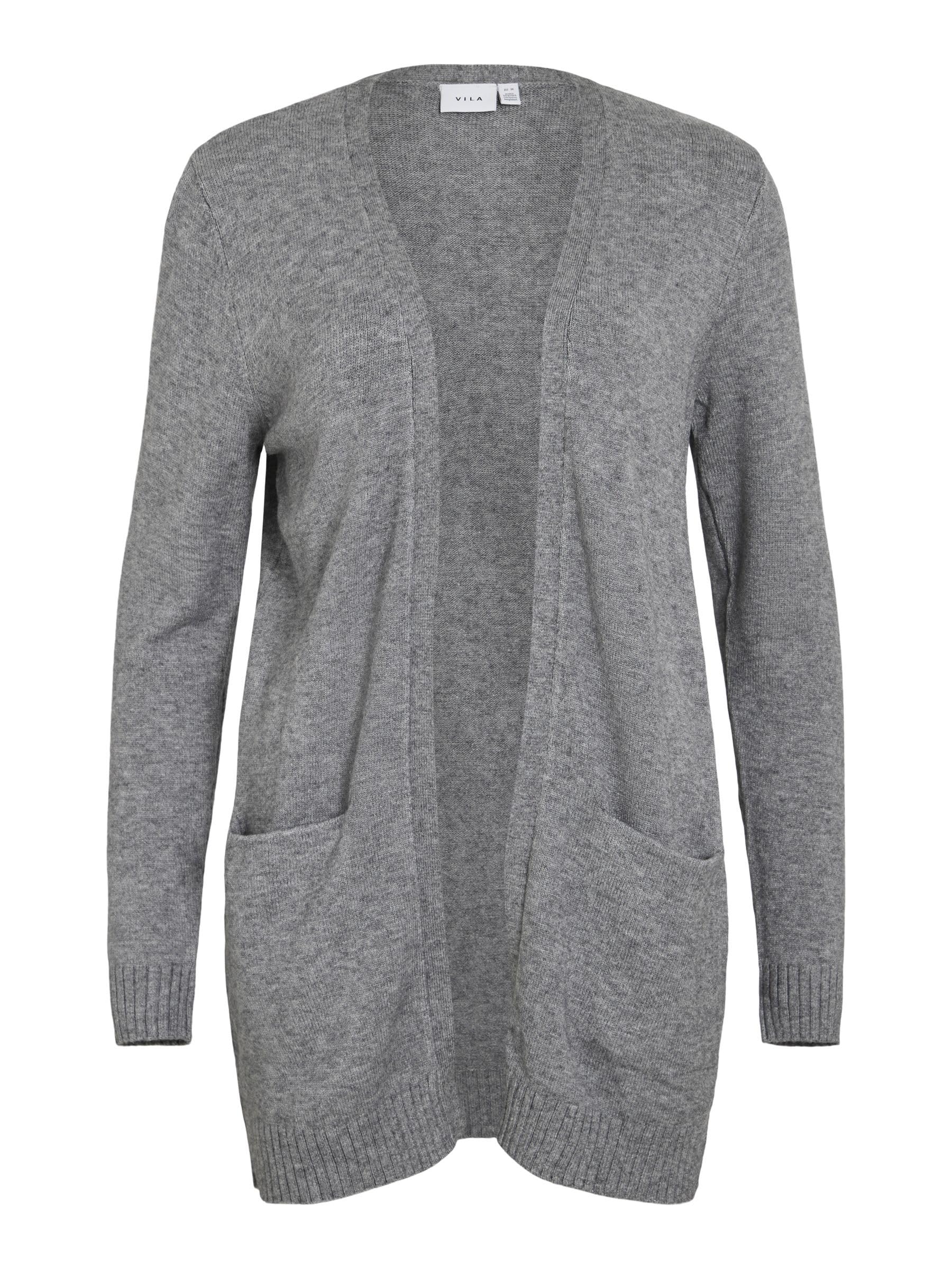 Viril Open L/S Knit Cardigan - Noos, Medium Grey Melange, XXL