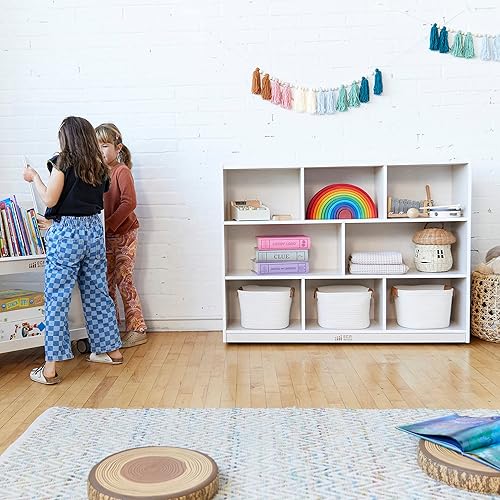 Miniatura 13 de ECR4Kids Gabinete de almacenamiento móvil de 8 compartimentos, 36 pulgadas, muebles de aula, gris lavado Gris (Grey Wash),Natural,Blanco Cal