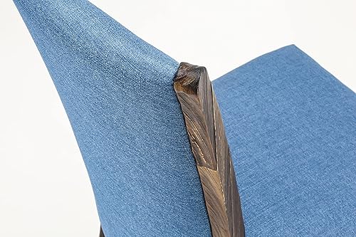 Miniatura 9 de East West Furniture VEP7T21 Verona Parson - Juego de 2 sillas de cocina tapizadas de tela de lino de color azul con ribete de clavos, juego de 2,