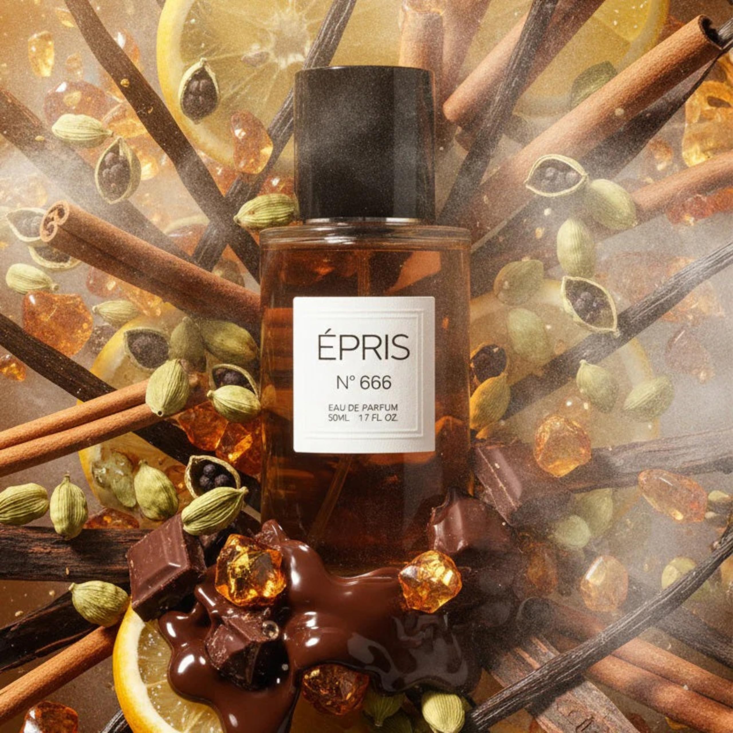 EPRIS N°666 Parfüm Eau de Parfum 50 ml Herren Duft Vanille Gourmand Zimt Kardamom Orangenblüte Praline Guajakholz Moschus Ambroxan süß würzig warmer Luxus Winter Duft langanhaltend intensives Parfum
