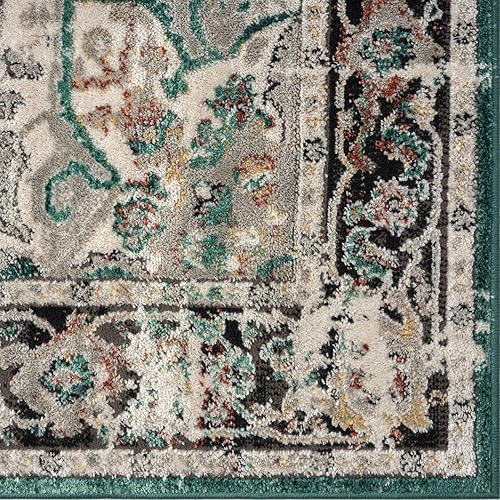 Miniatura 5 de LUXE WEAVERS Alfombra marroquí floral vintage verde 3x9