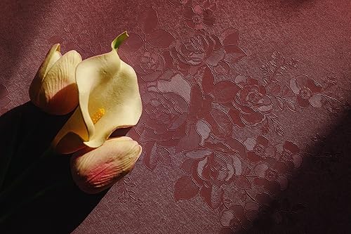 Dimoon Papel tapiz de 236 x 17.3 pulgadas, papel tapiz grueso de flores en relieve, pelar y pegar, papel de contacto rojo burdeos, papel de