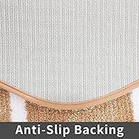 Vista 4 de COSY HOMEER Alfombras de baño extragruesas, antideslizantes, felpa suave, 100% poliéster fuerte, absorbente de agua para sala de estar, baño, Beige