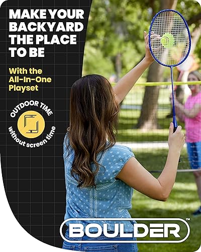 Miniatura 6 de Boulder Juego de red deportiva para exteriores red todo en uno de bádminton pickleball y voleibol para niños 10 pies de ancho x 5 pies de altura
