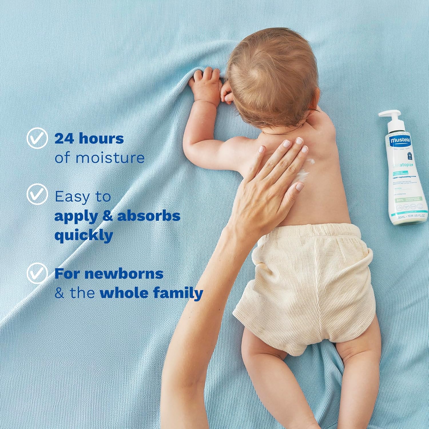 Mustela Stelatopia+ - Lipid-Replenishing Cream - Moisturizer for Eczema-Prone Skin - With Natural Sunflower Oil and Prebiotic - EWG Verified - For Babies, Kids & Adults - Fragrance Free -10.14 fl oz - Image 5