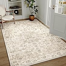 HUGEAR Beige Vintage Large Rugs Salon 140 x 200 cm Non-Slip Washable Washing Machine Mats Dining Room Hallway Youth Room Kitchen Outdoor Short Pile