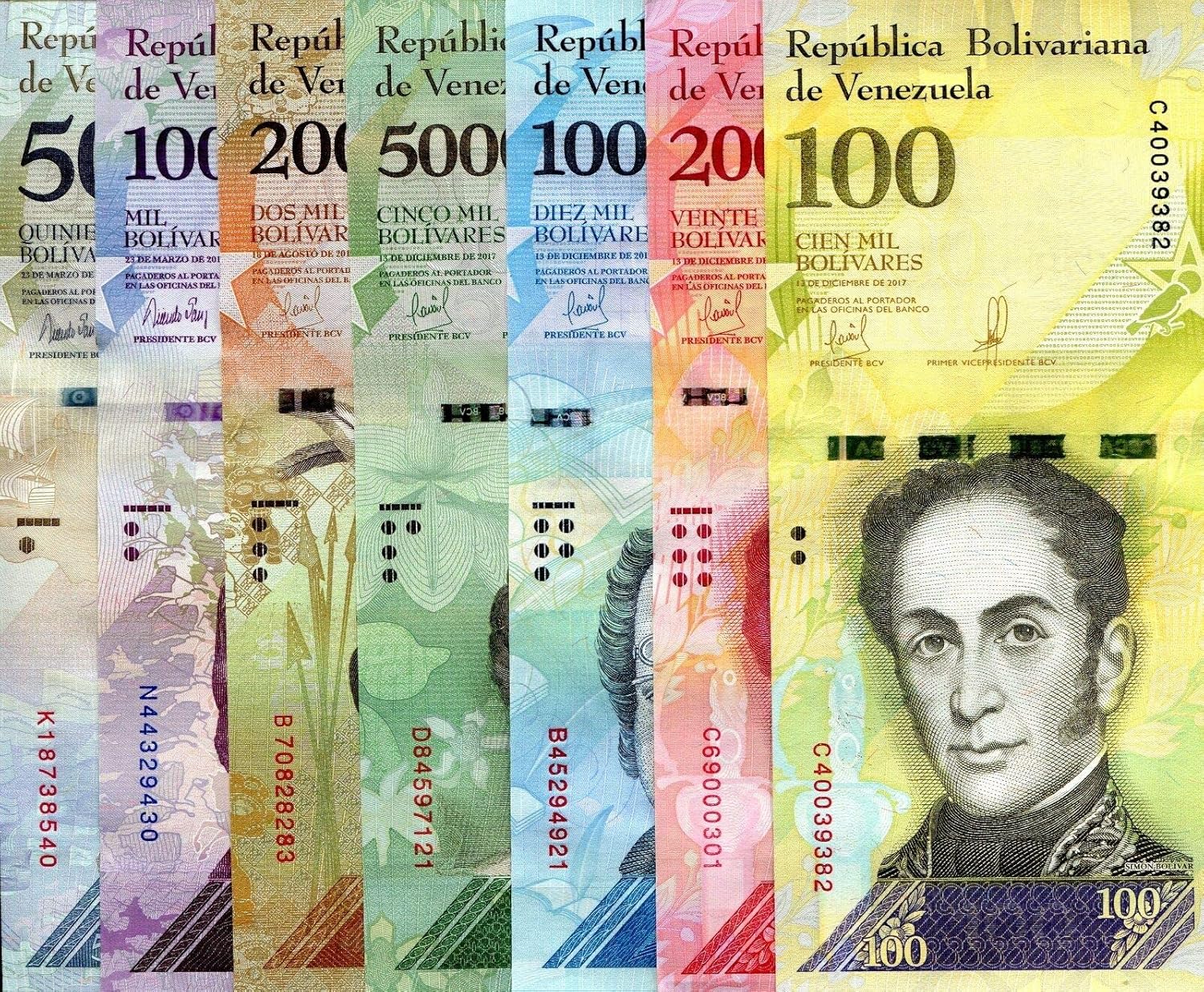 Hobbies and Games Venezuela 7 Note Set Bolivares Banknote World Paper Money Currency Pick p94-100 (Foreign, Currency, Uncirculated Money & Banking)