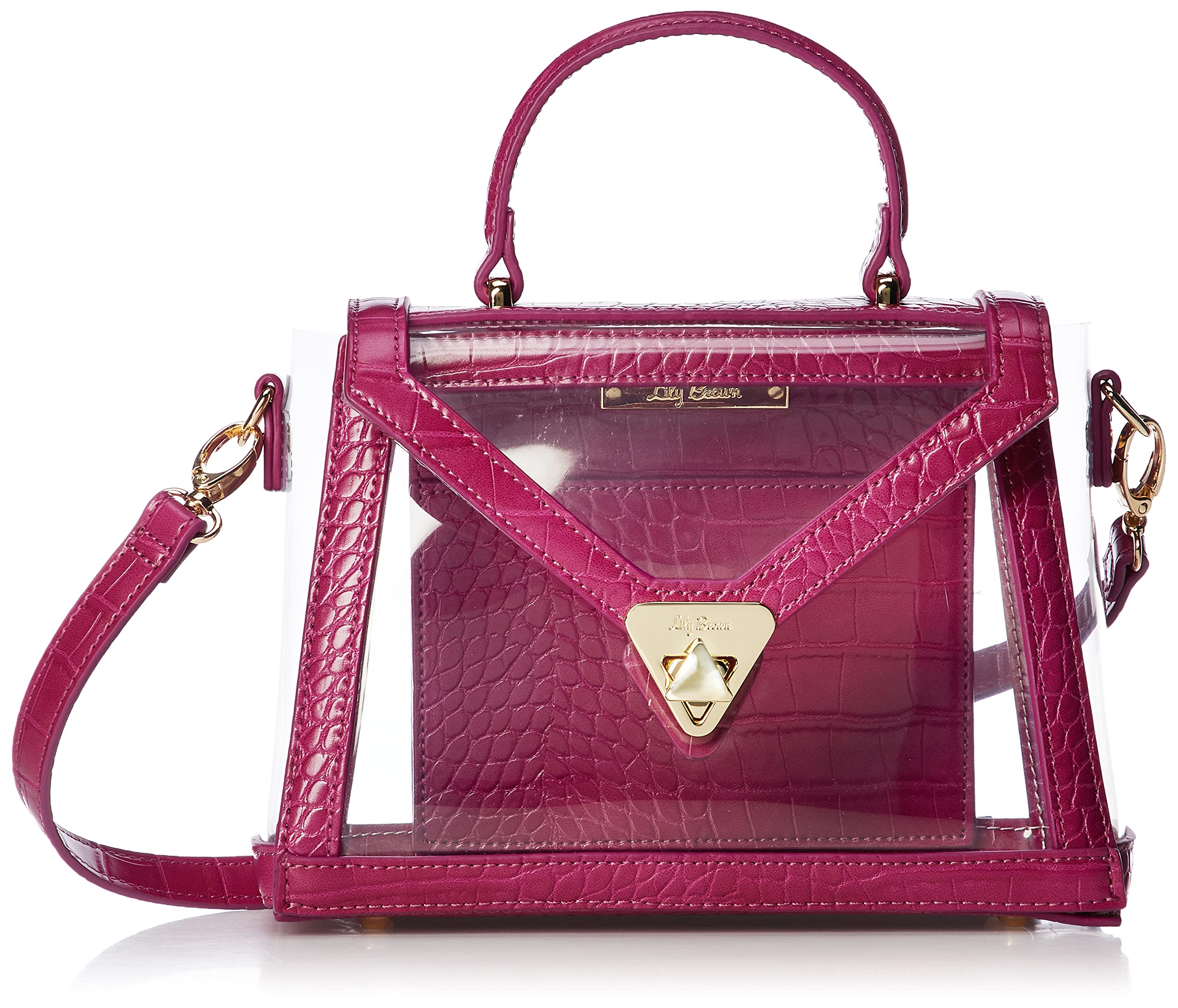 Lily Brown LWGB212310 Women's PNK Middle Trapezoid Hand Clear Bag