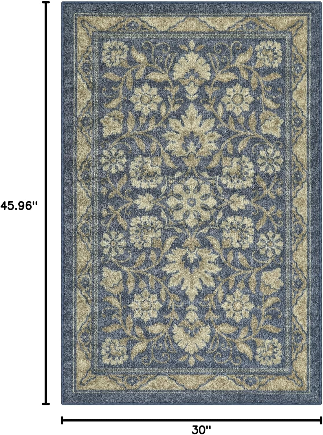 Maples Rugs Florence 2'6 x 3'10 Hallway Entry Kitchen Rugs Non Skid Washable Accent Area Carpet [Made in USA], Blue
