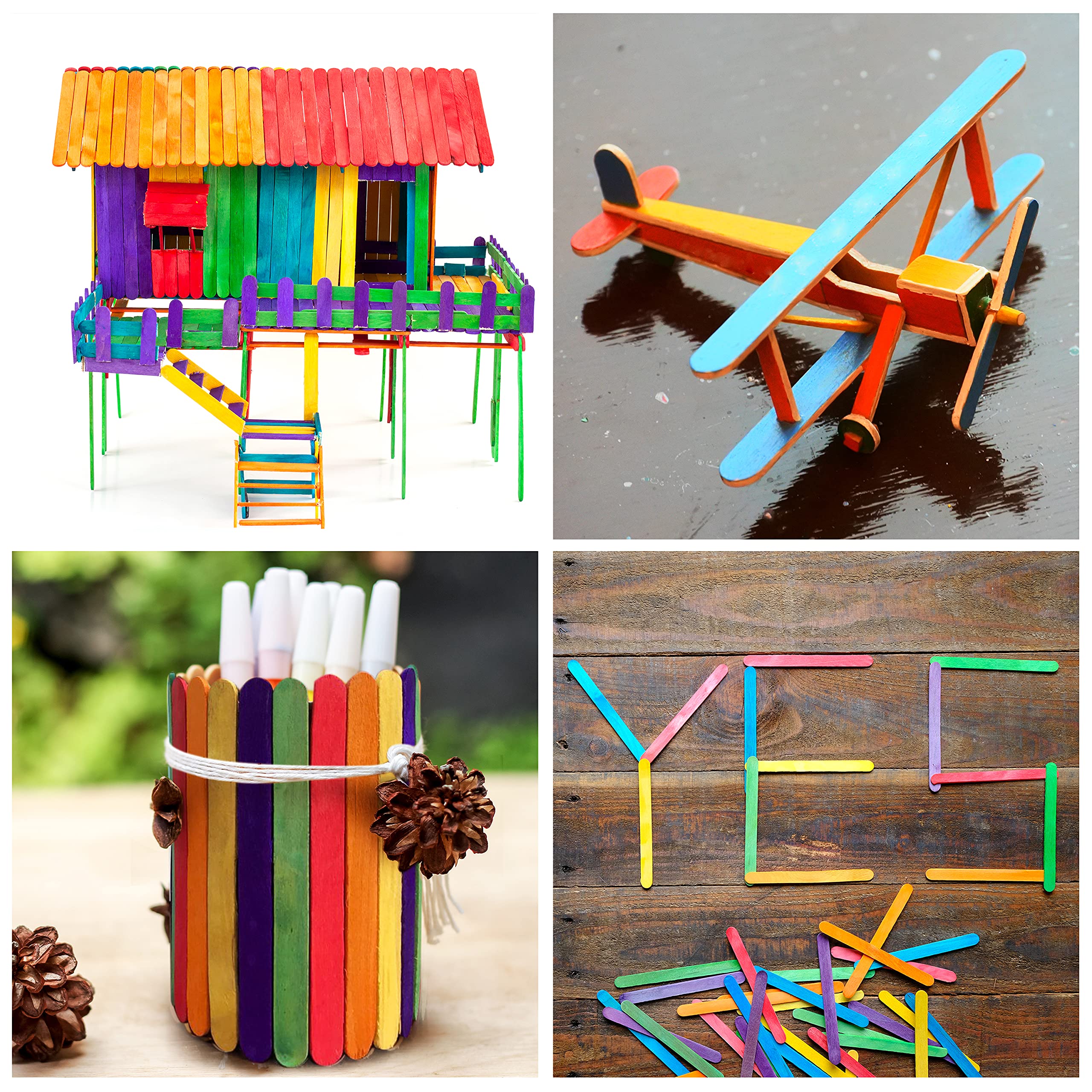 Buy Mr. Pen Colored Popsicle Sticks, 200 Pack, 4.5 Inch, Colored Craft