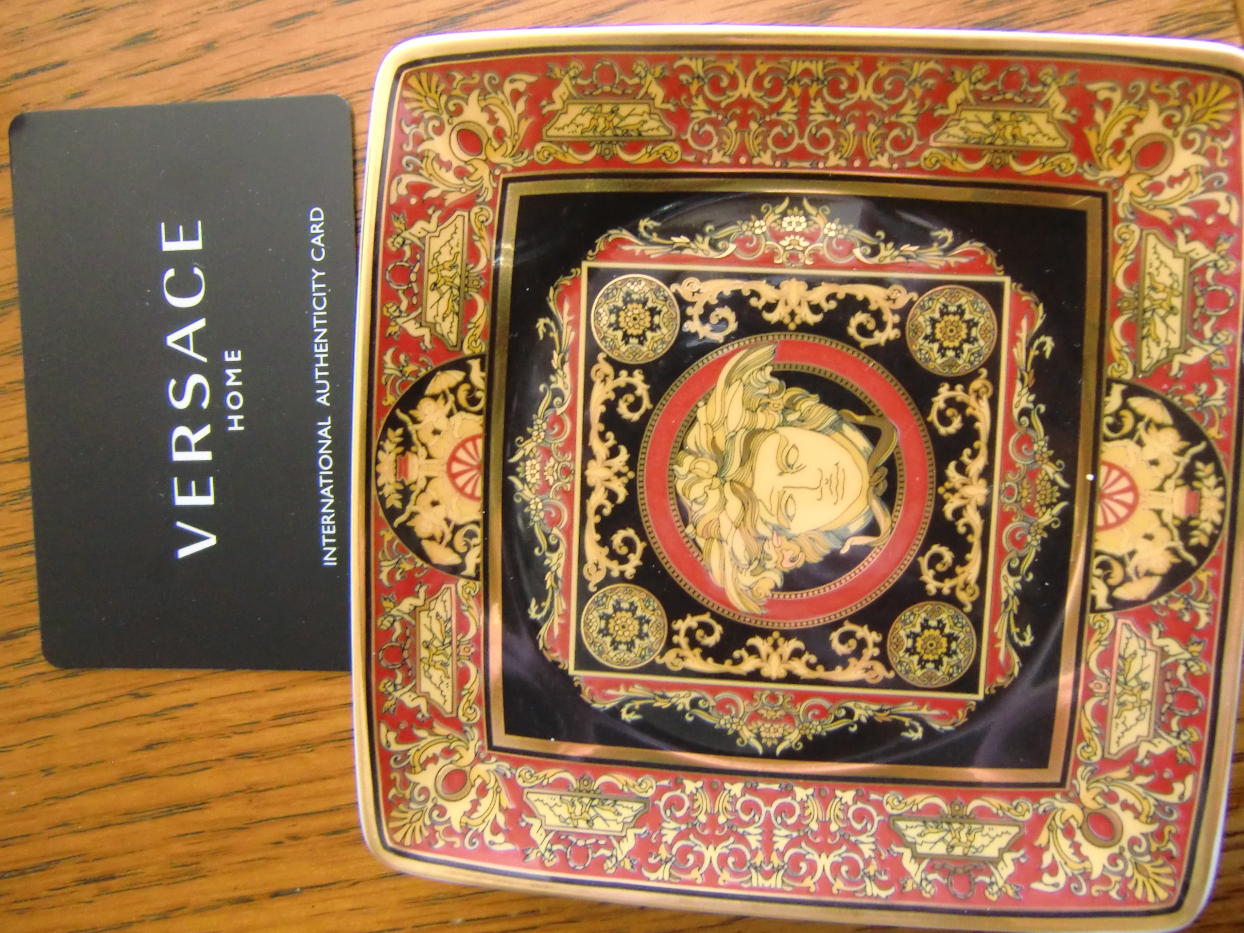 Rosenthal Versace Ciotola quadrata bassa Medusa, Porcellana, 12 cm