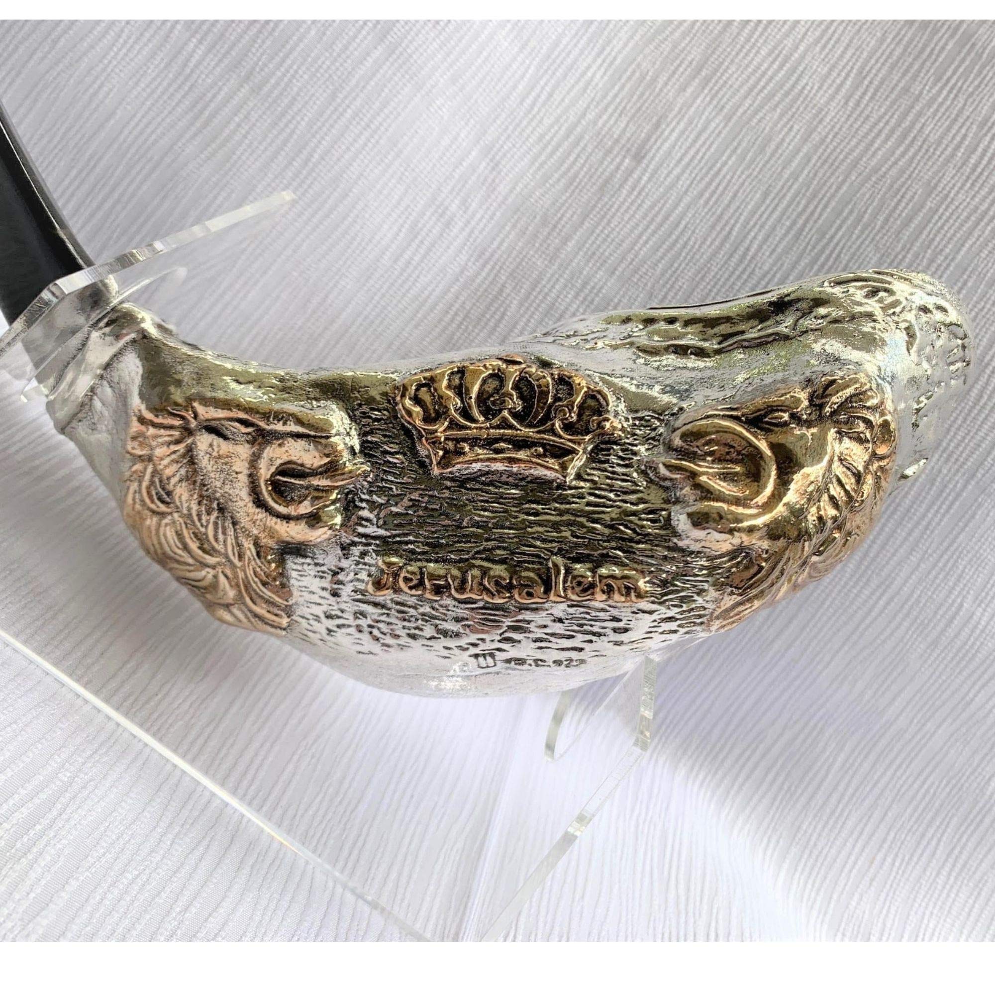 rzadki lew z Judy srebro ram's róg shofar 40 cm – 40 cm + stojak