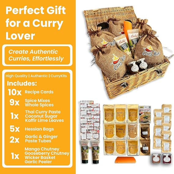 Curry Gift Set Hamper, Indian - Pack of 10 Curry Kits, Curry Gift Set, Spice Mixes (Mixed)