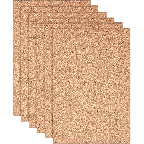 BENECREAT 6 Pack 11.7x8.2" Self-Adhesive Cork Sheets(6mm Thick) Rectangle Insulation Cork Backing Sheets for Coaster, Wall Decoration, Party and DIY Crafts Supplies