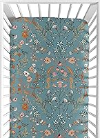 Vista 7 de Sweet Jojo Designs Marfil y naranja Boho Vintage Floral Girl Baby Sábana bajera para cuna para bebé, recién nacido, cuarto de bebé, cama de niño