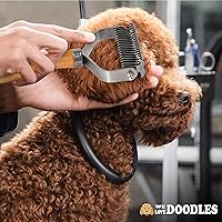 Vista 5 de Peine de desenredar para mascotas para perros y gatos con mango de madera, rastrillo de subpelo para perros con cuchillas de acero inoxidable, peine