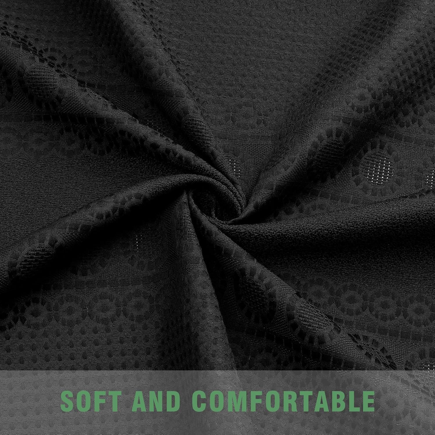 Black Boho Waffle Shower Curtain 72 x 72, Weave Heavy Duty Hotel Quality Fabric, Modern Geometric Weighted Luxury Bathroom Curtain with Hooks, Waterproof and Wrinkle-Resistant