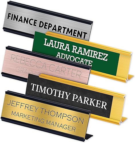 Generic Placa de nombre de escritorio personalizada con nombre y texto, 27 colores y 20 opciones de fuente, accesorios de escritorio de oficina