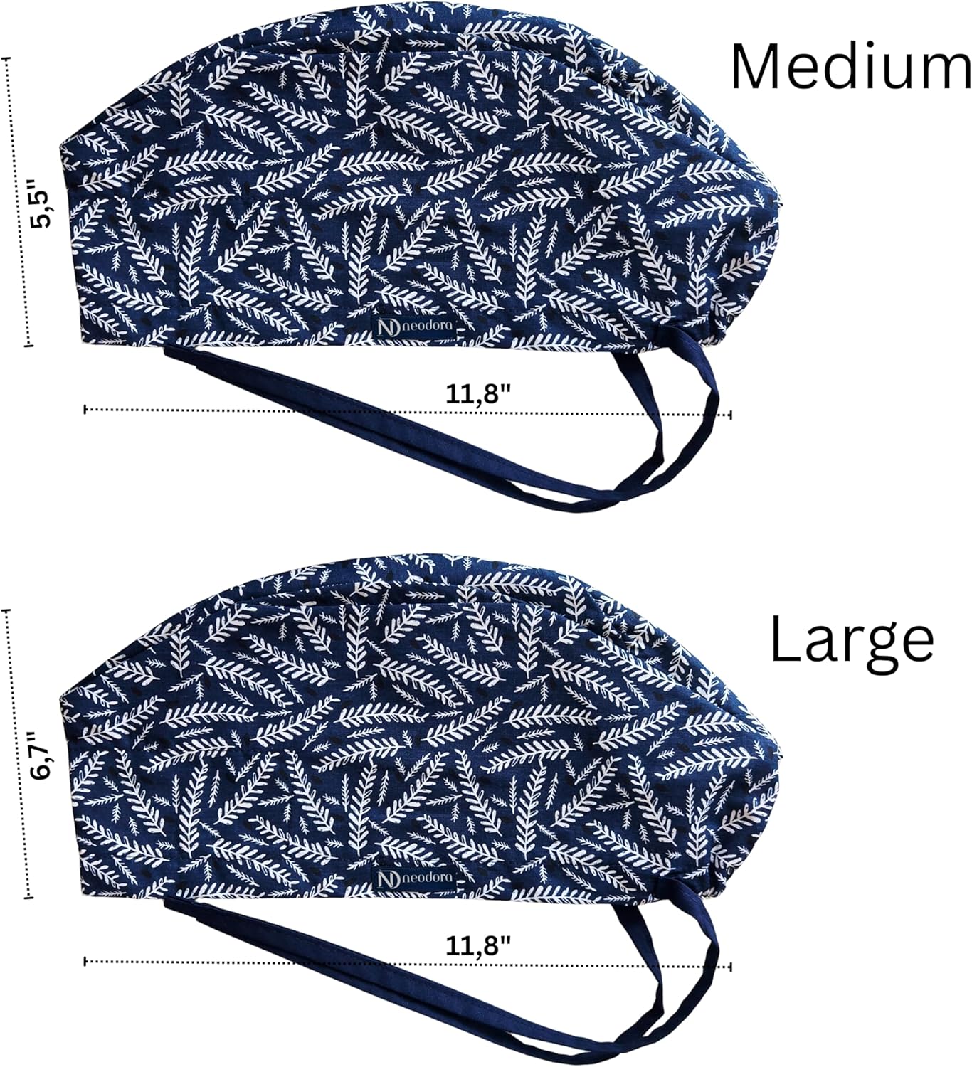 Surgical Cap for Women and Men – Wide Fit, Cotton Tie Back & Elastic – Non-Slip Medical Scrub Cap for Nurses, Doctors, Chefs