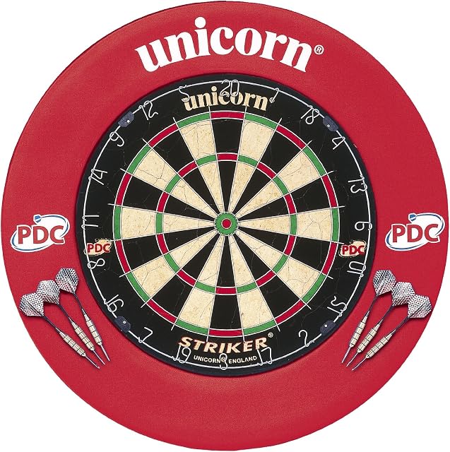 Unicorn Striker Dartboard and Surround,Black/White/Red/Green