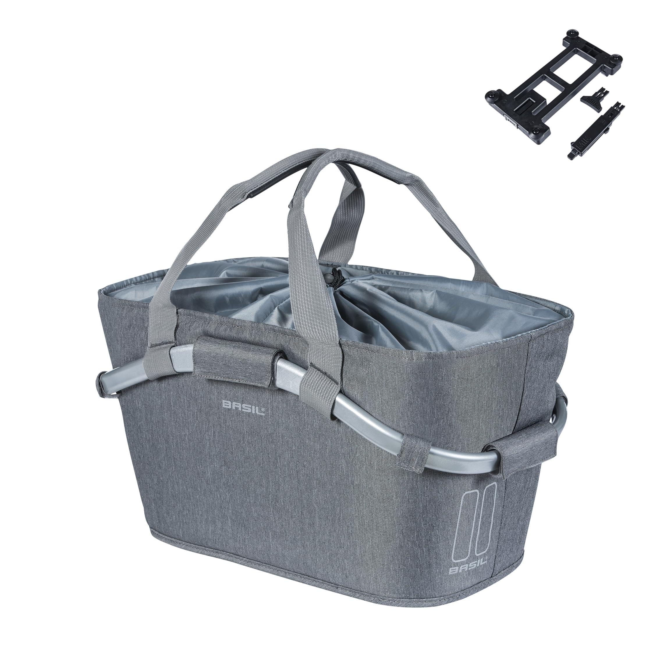 Basil Classic Carry All Fahrradkorb – Hinterrad – MIK-System – abschließbar – wetterfest und stilvoll – 22 Liter – Grau