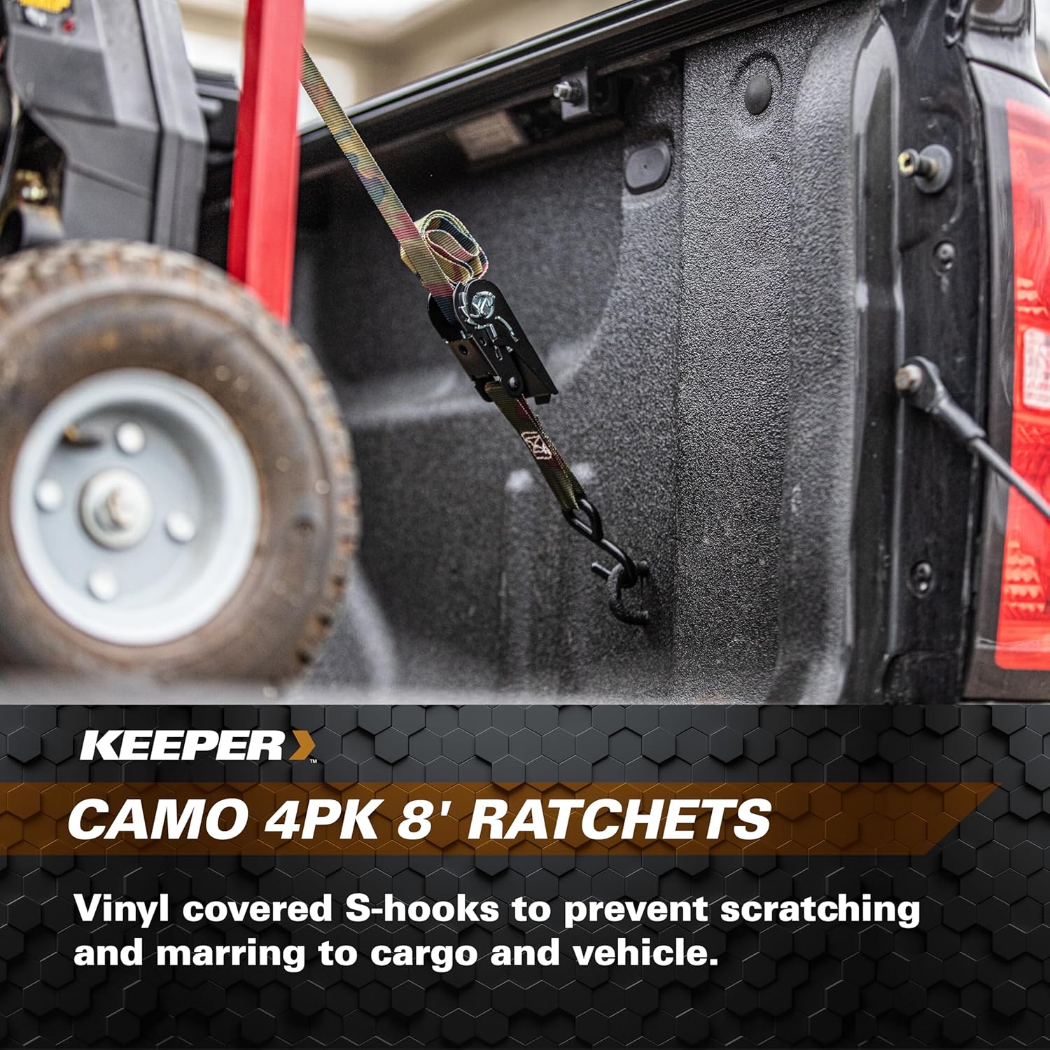 Keeper Hampton PROD Keeper 03508-V Camo 4PK 8' Ratchets, 400 lbs Working Load Limit
