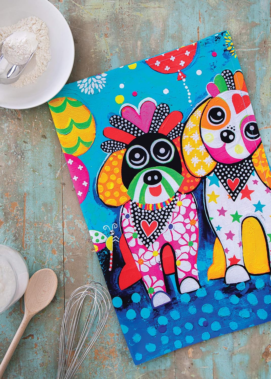 Maxwell & Williams Love Hearts Animal Printed Tea Towel with Oodles of Love Design, 1% Cotton, Turquoise, 5 x 7 cm - Image 5
