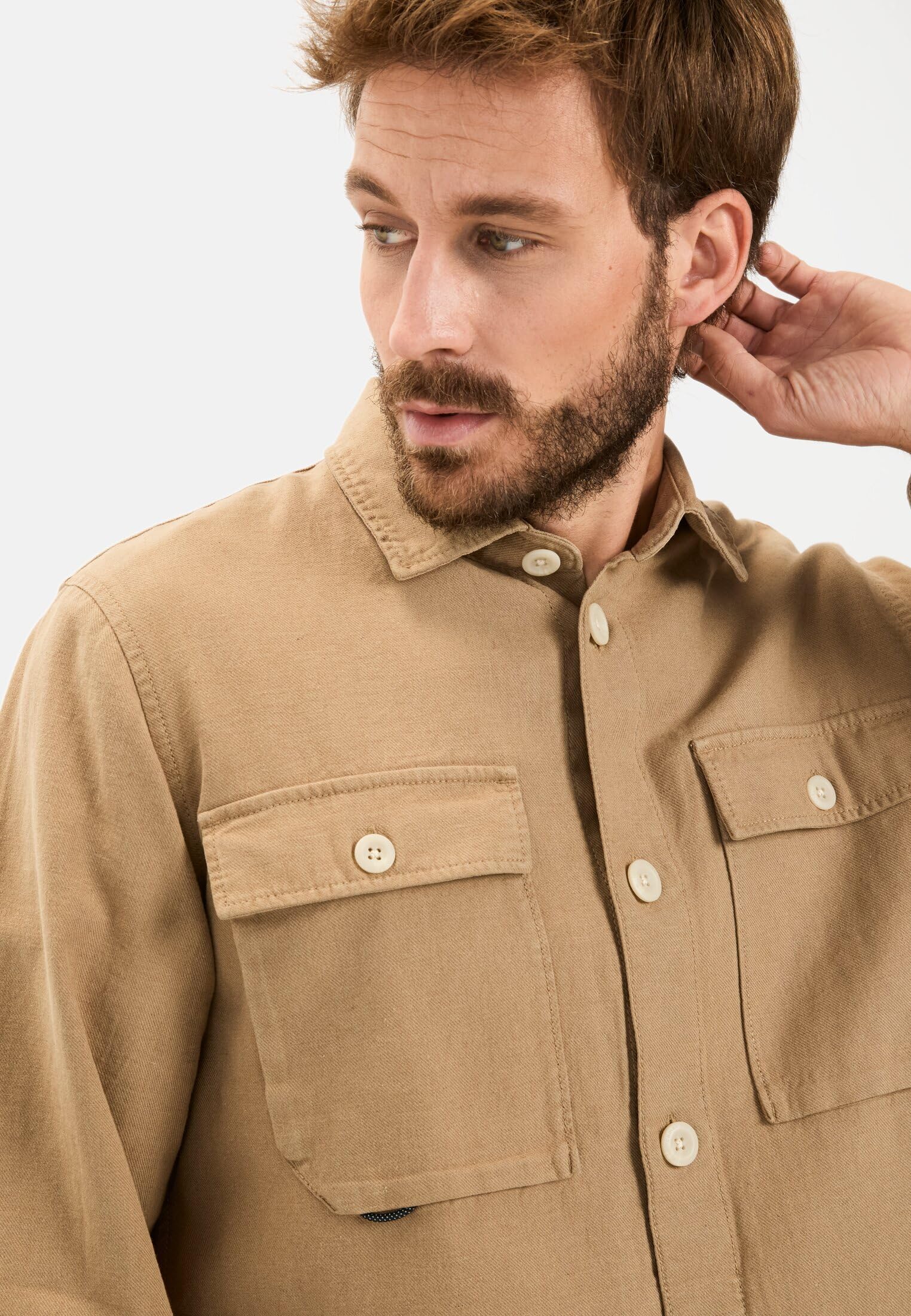 camel active Herren Overshirt aus Leinen-Baumwoll-Mix