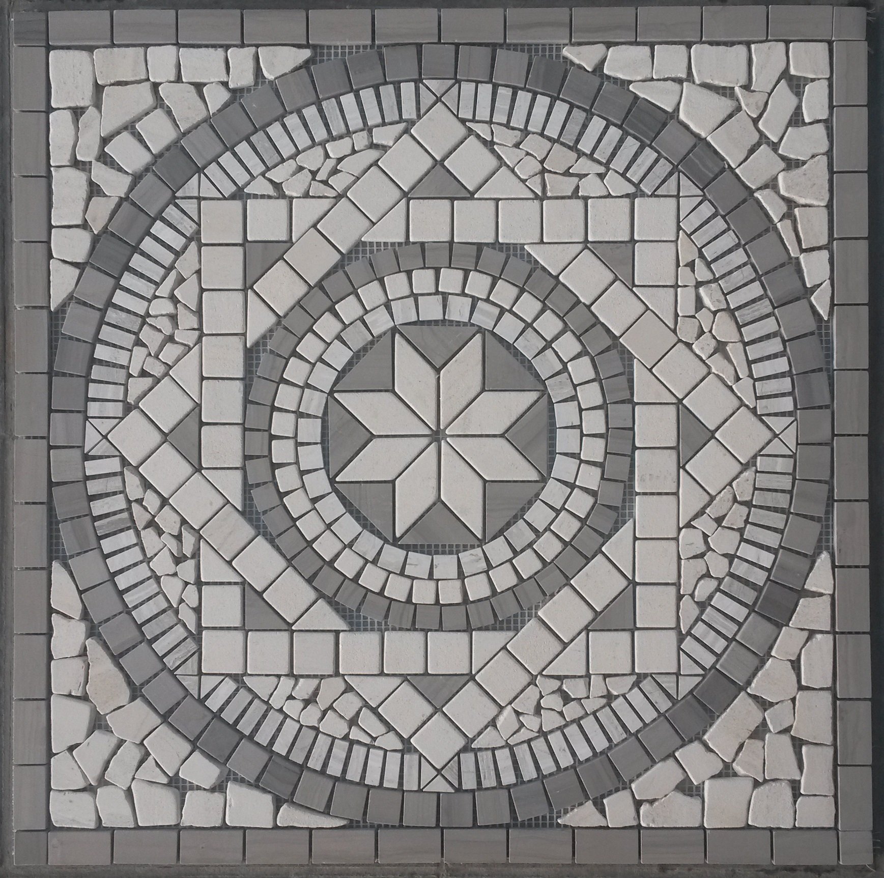 Pietra naturale marmo rosone 60 x 60 cm mosaico inserti crema bianco piastrelle 053