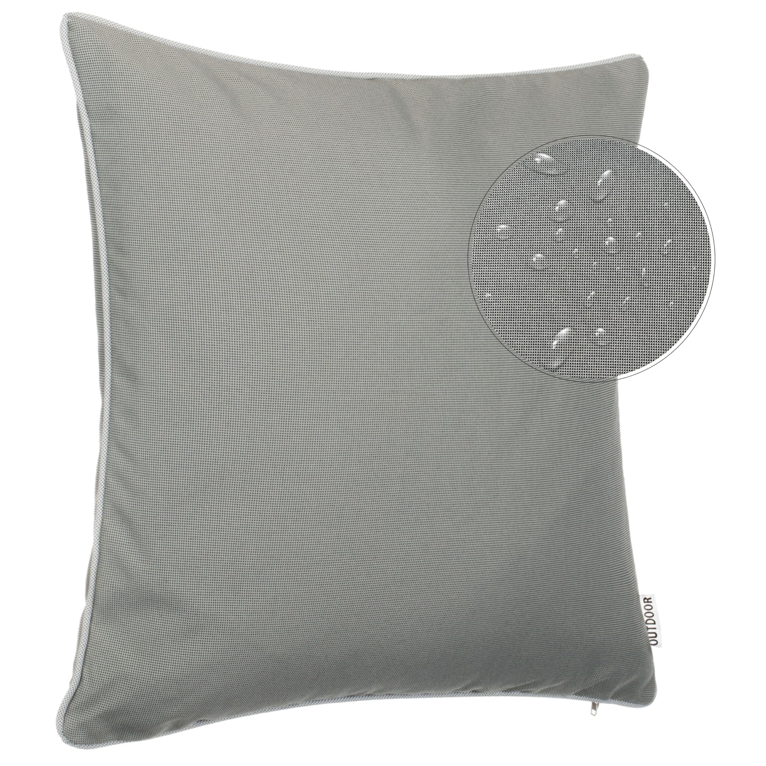 Brandsseller Set di 4 Cuscini da Esterno 45x45 cm – Cuscini Decorativi con Elegante Bordino a Contrasto – Idrorepellenti e Antimacchia per Giardino, Balcone, Terrazza e Divano – Taupe