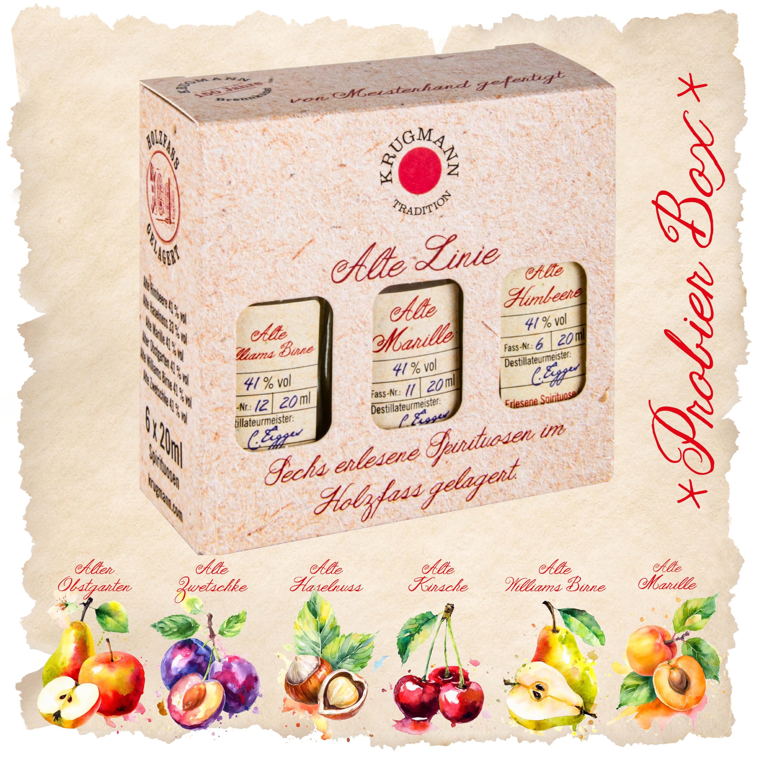 Alte Kirsche Obstbrand - 20 x 20 mL Exquisiter und milder Schnaps, im Holzfass gelagert, 41% - Entdecken Sie den Premium-Genuss der ALTE Linie aus Deutschland!