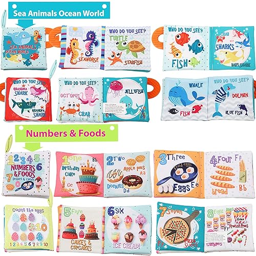 Miniatura 8 de Libros para bebés, regalos de juguetes para bebés, libros arrugados de tela para bebés, bebés de 0-3-6-12-18 meses, juguetes de aprendizaje temprano