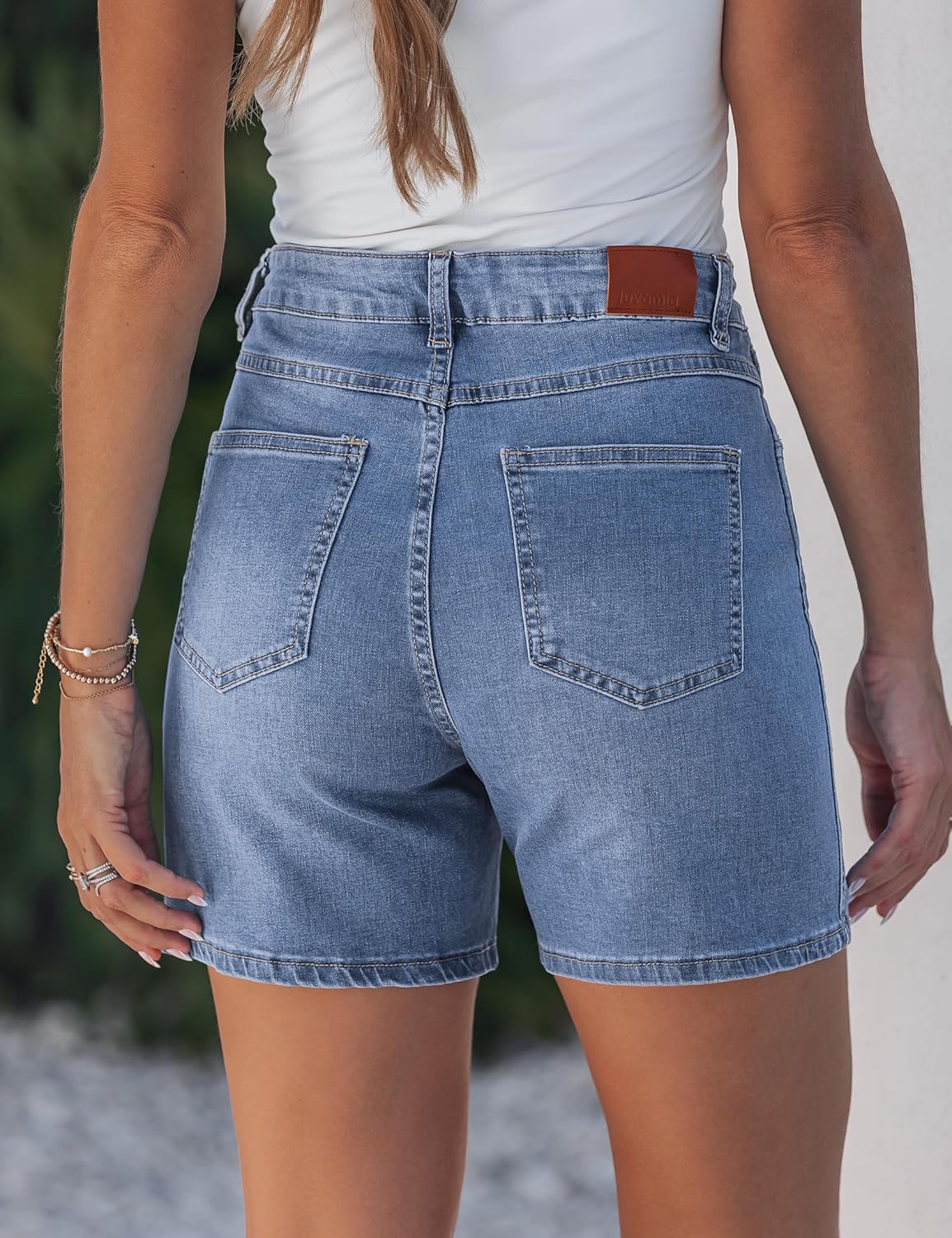 luvamia Jean Shorts for Women High Waisted Trendy Drawstring Stretchy Denim Shorts Summer Casual Jorts with Pockets - Image 2