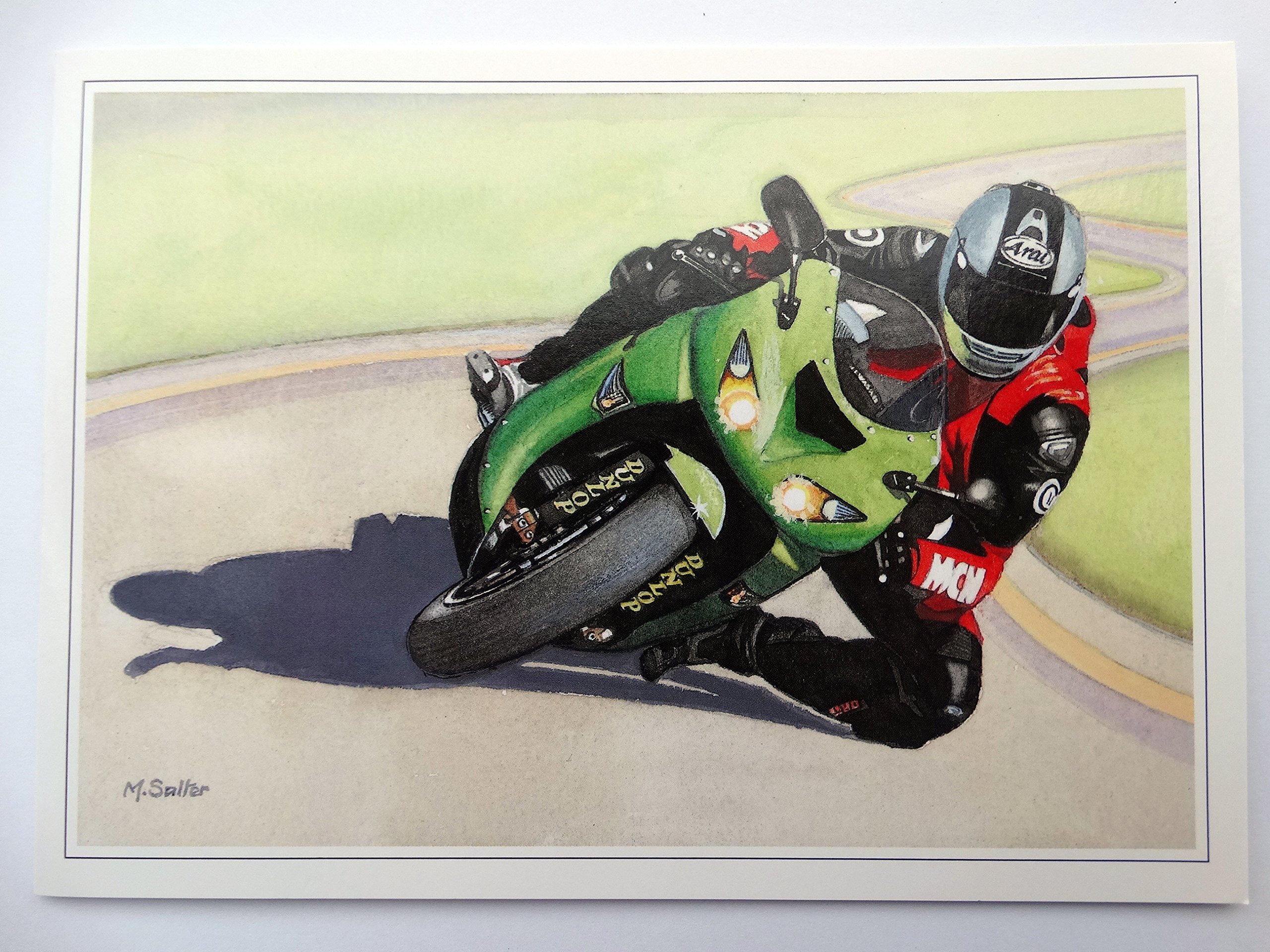 Nostalgic Kawasaki ZX-10R Ninja (2006) Motorbike Design Open Blank Birthday Card