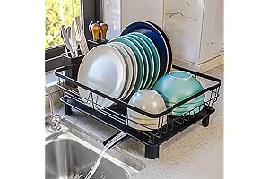 Iron Dish Drying Rack: Space-Saving Dish Drainer with Swivel Spout