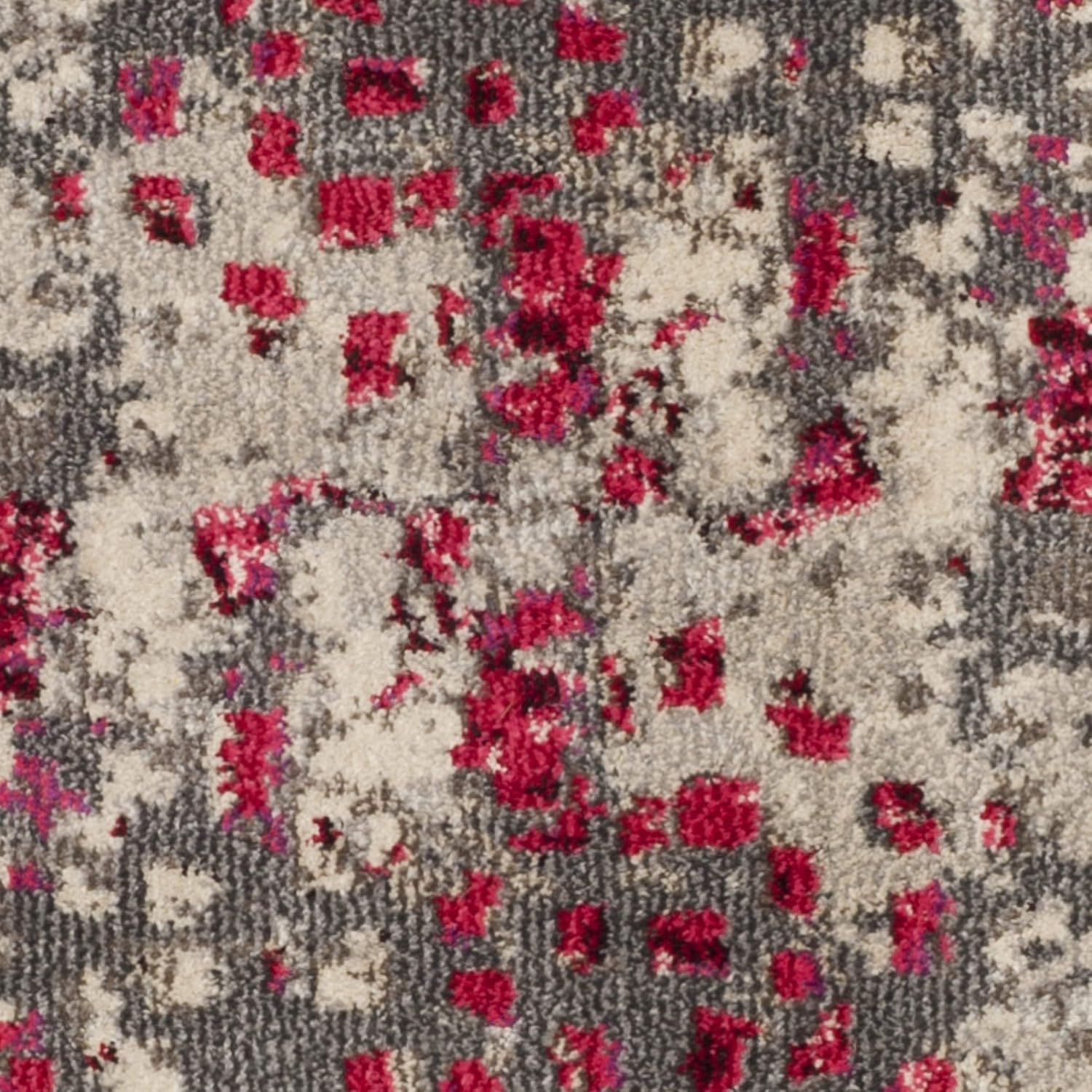 SAFAVIEH Monaco Collection Runner Rug - 2'2" x 6', Grey & Fuchsia, Boho Chic Abstract Watercolor Design, Non-Shedding & Easy Care, Ideal for High Traffic Areas in Living Room, Bedroom (MNC225R)