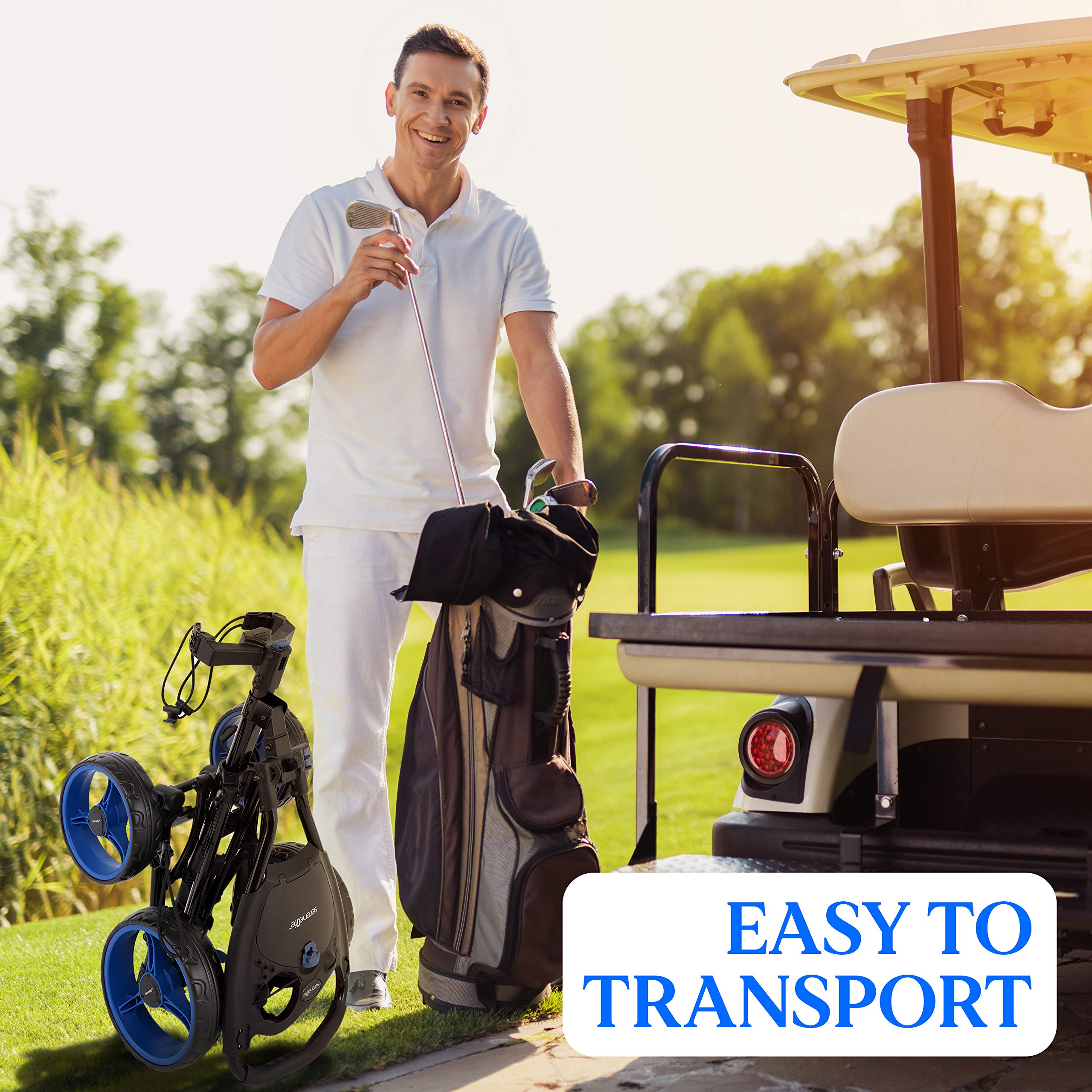 SereneLife 4 Wheel Golf Push Cart Lightweight Folding Walking Push