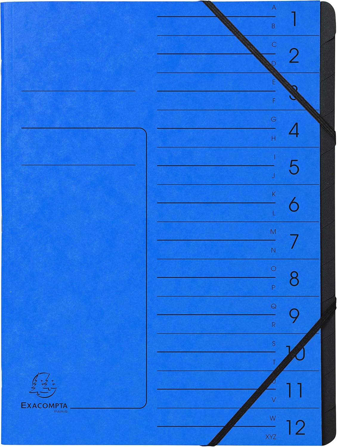 Exacompta A4 Elasticated Pressboard Multipart File 12 Sections Blue