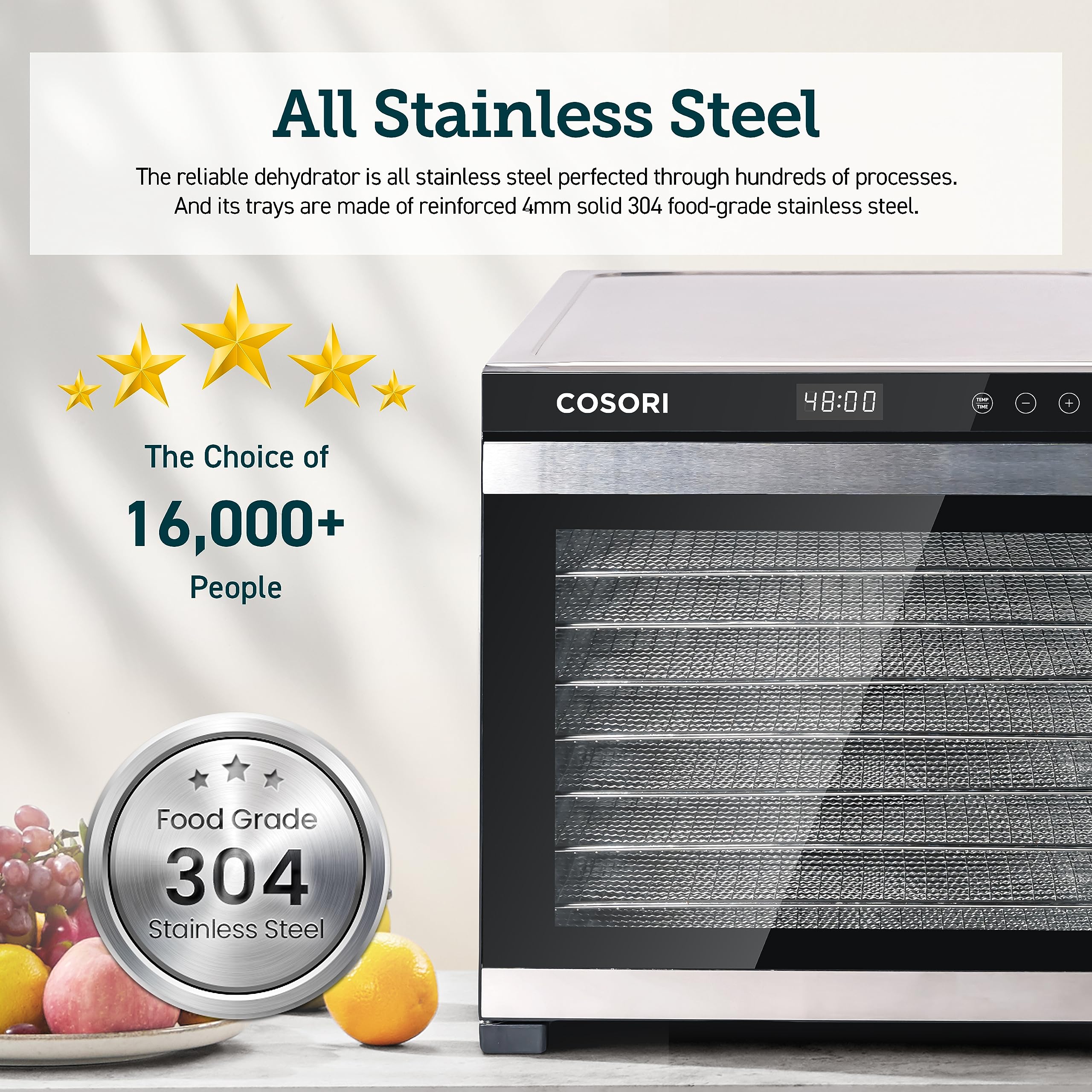 COSORI Food Dehydrator for Jerky, with 16.2ft² Drying Space, 1000W, 10