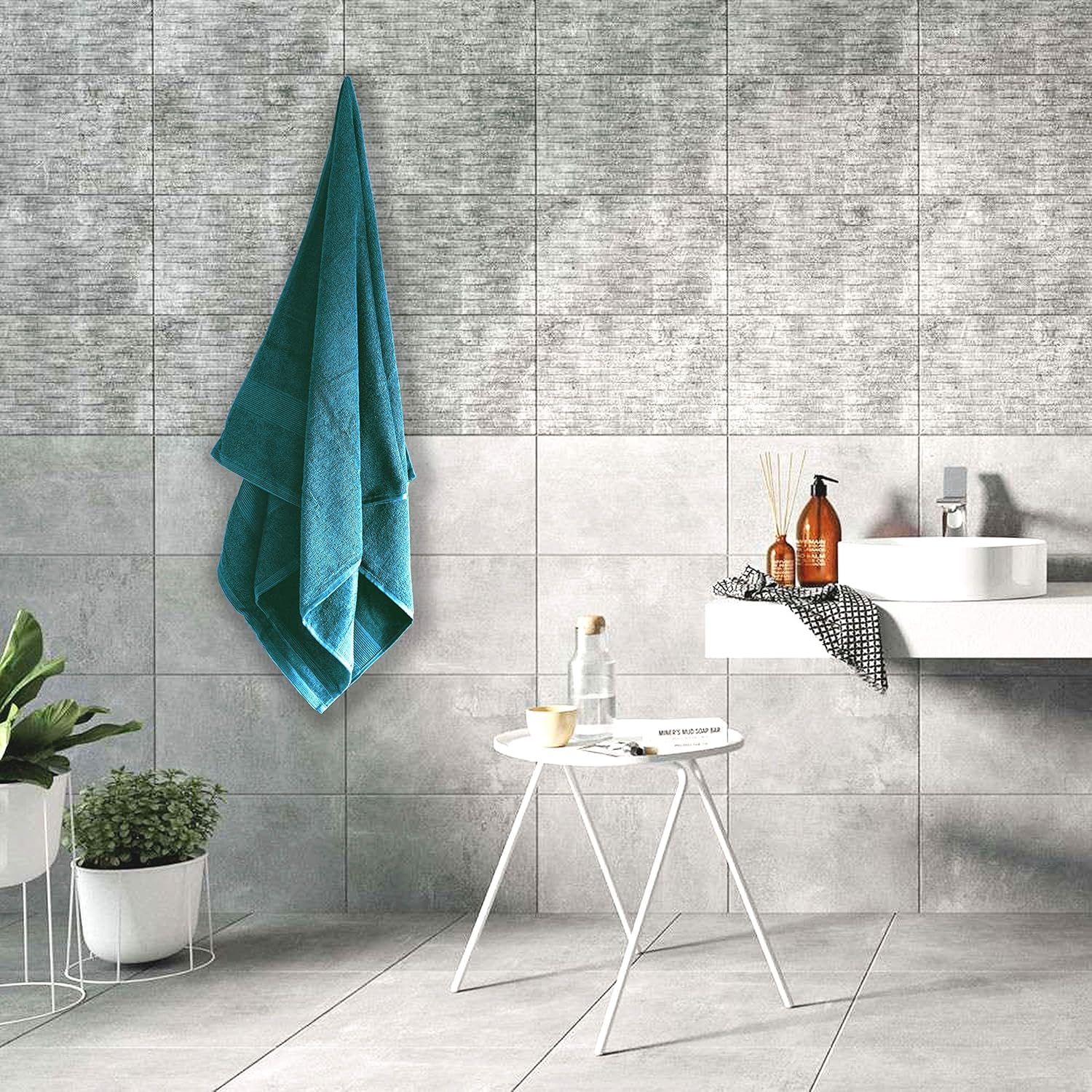 Elvana Home 4 Pack Bath Towel Set 27x54, 100% Ring Spun Cotton, Ultra Soft Highly Absorbent Machine Washable Hotel Spa Quality Bath Towels for Bathroom, Teal : Home & Kitchen
