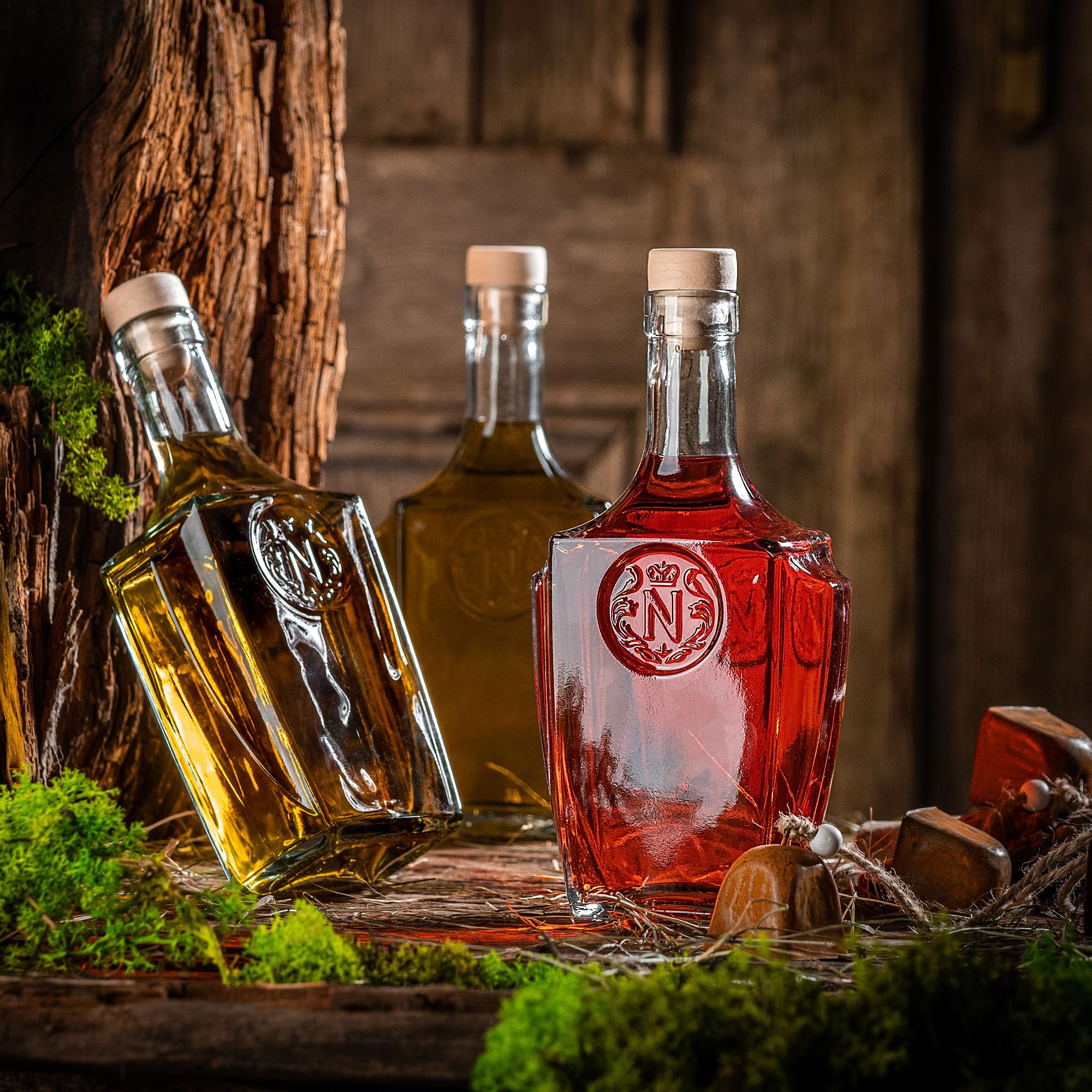 KADAX Lot de 10 Bouteilles en Verre 500ml avec Bouchon en liège – Bouteilles vides à remplir pour Liqueur, schnaps, Huile et vinaigre, idéales pour Cadeaux et Faire Maison