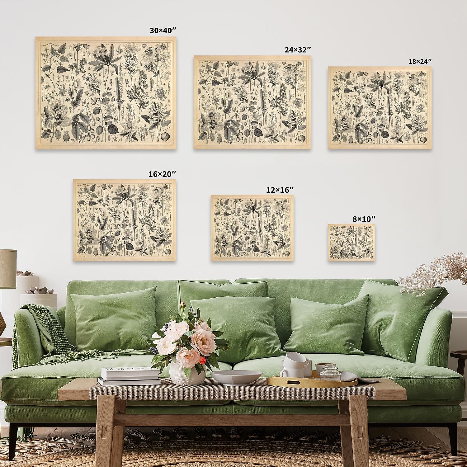 Poster Master Cultivated Plants Canvas - Retro Botanical Print - Flower Art - Plants Art - Gift for Men & Women - Great Decor for Farmhouse, Living Room or Bedroom - 8x10 STRETCHED Canvas