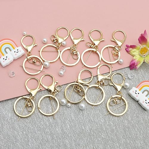 Miniatura 6 de 10 piezas de cierres giratorios de langosta con cadena de extensión, llavero de gancho para llavero para hacer joyas, encontrar llaveros de