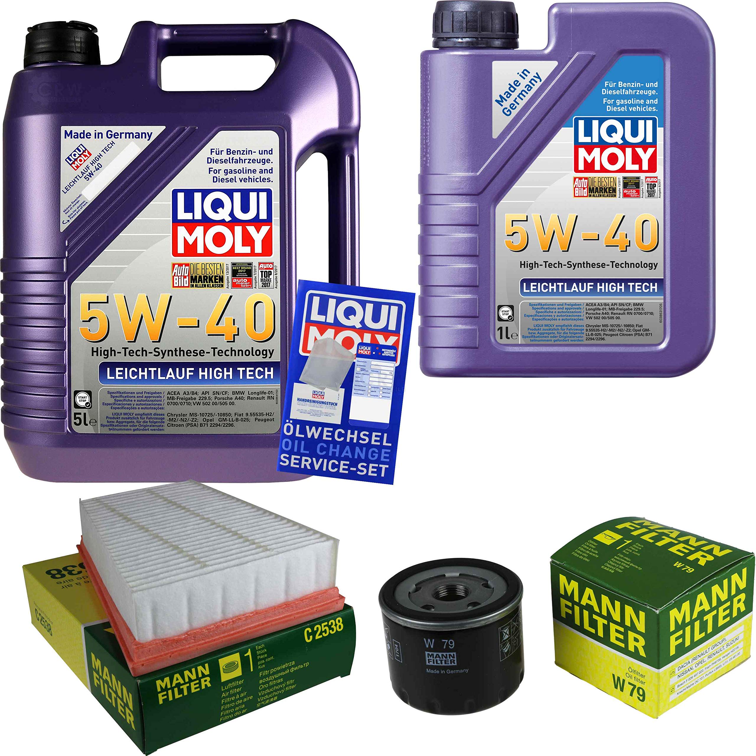 LM 6L 5W-40 Olio Motore Auto + Filtro Uomo per Renault Megane 2 Berlina LM0/1_1.9