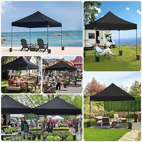 Miniatura 5 de Yaheetech Tienda de campaña, toldo comercial instantáneo resistente, toldo ajustable impermeable 500D con bolsa de transporte con ruedas, 4 bolsas