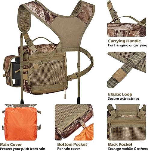Miniatura 6 de NEW VIEW Binocular Harness Chest Pack with Detachable Rangefinder Pouch, Adjustable Bino Harness & Rain Cover - Ideal for Hunting, Hiking,