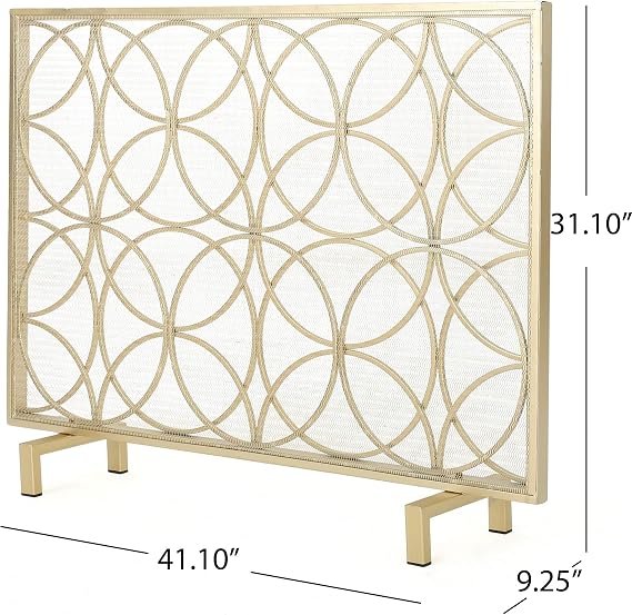 Christopher Knight Home Valeno Single Panel Iron Fireplace Screen, Gold