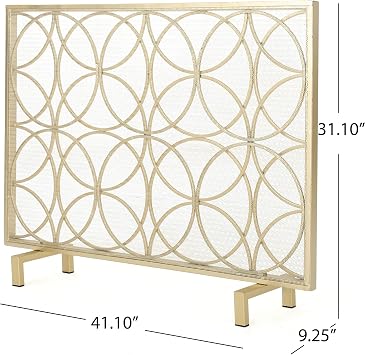 Christopher Knight Home Valeno Single Panel Iron Fireplace Screen, Gold