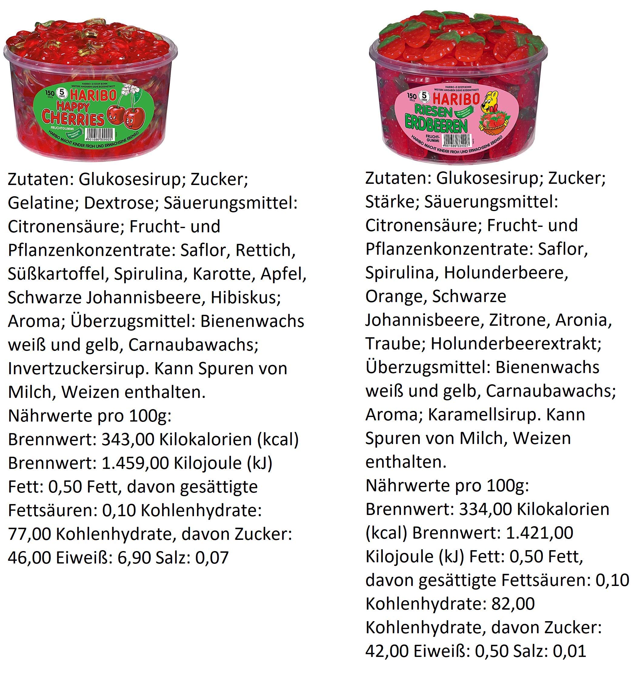 8 Dosen (10,05 Kg) Haribo Mixpaket Frösche, Schlümpfe, Schnuller, Kirsch-Cola, Pfirsiche, Magic Balla, Happy Cherries und Riesen Erdbeeren