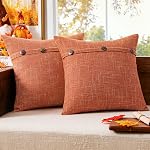 MIULEE Ensemble de 2 Couvertures d'oreillers en lin décoratifs Coussin Case Triple Button Vintage Farmhouse Oreiller pour canapé-lit 18 x 18 1 cm 45 x 45 cm Gris foncé